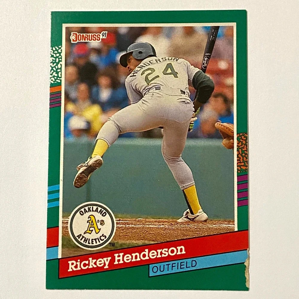 Vintage Donruss MLB '91 Rickey Henderson Baseball Error ( INC no . ) Card #648